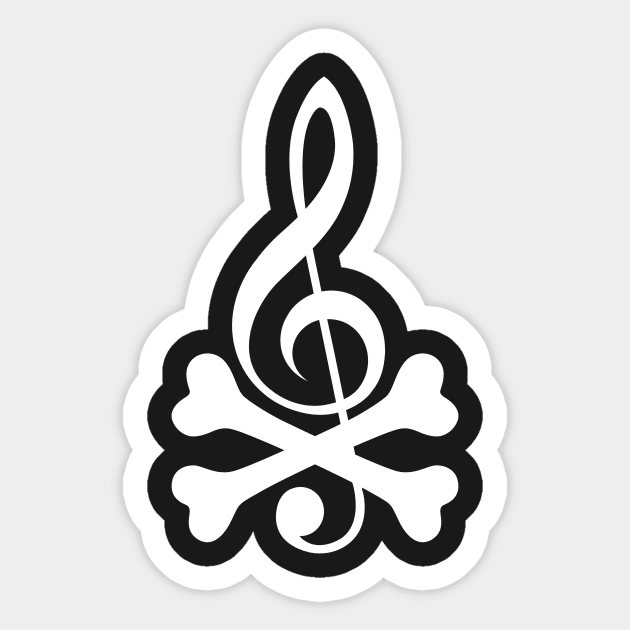 Treble Clef And Crossbones Sticker by ANDCROSSBONES